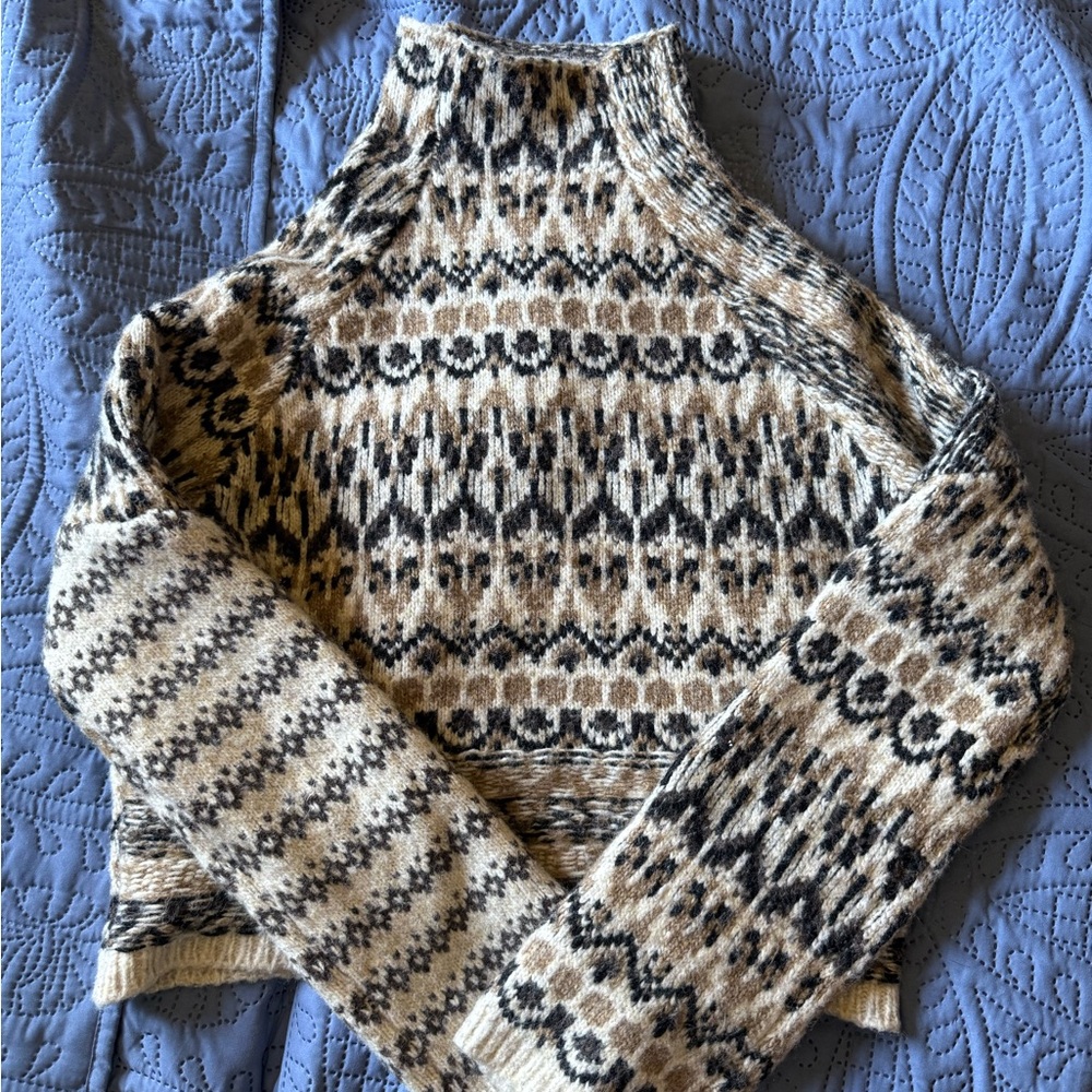 Steve Madden Cream and Black Cowl Neck Sweater